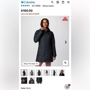 Columbia Women's Black long NON hooded jacket